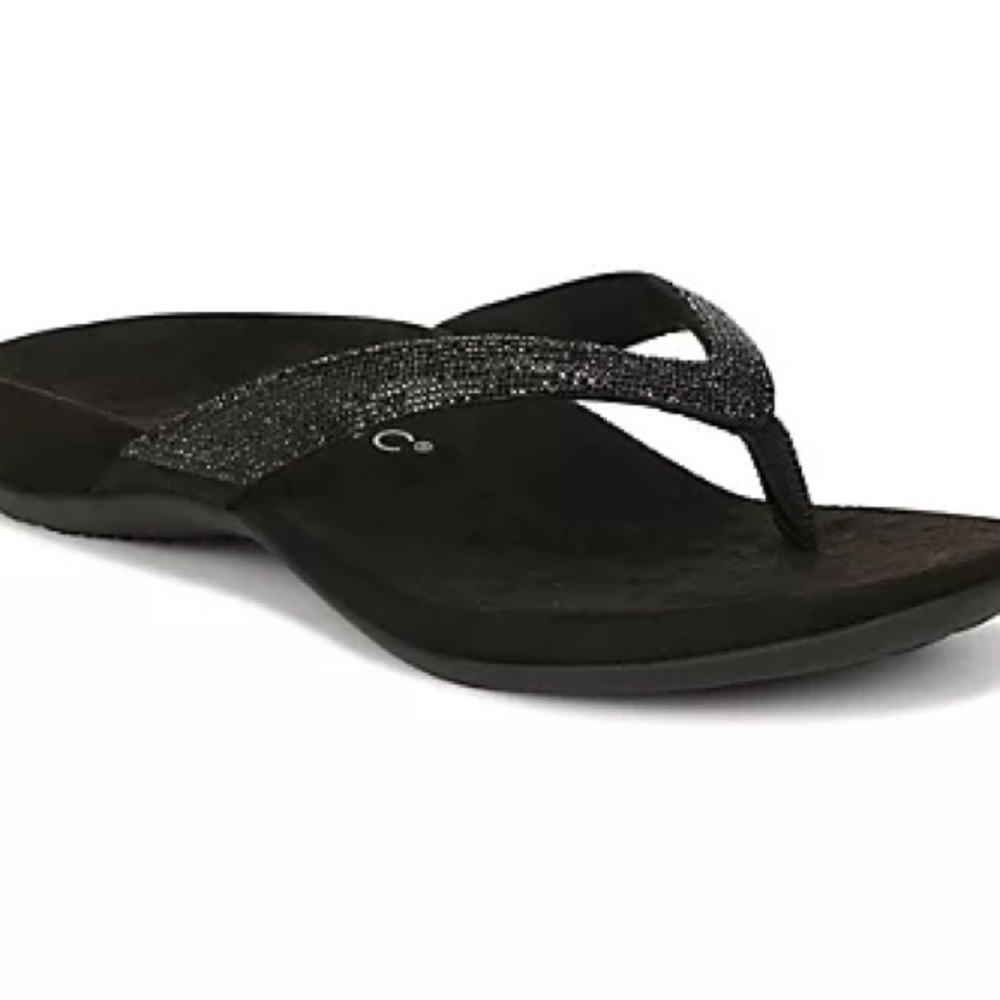 Vionic Black Thong Sandals | Contoured Footbed | Support + Style in Every Step